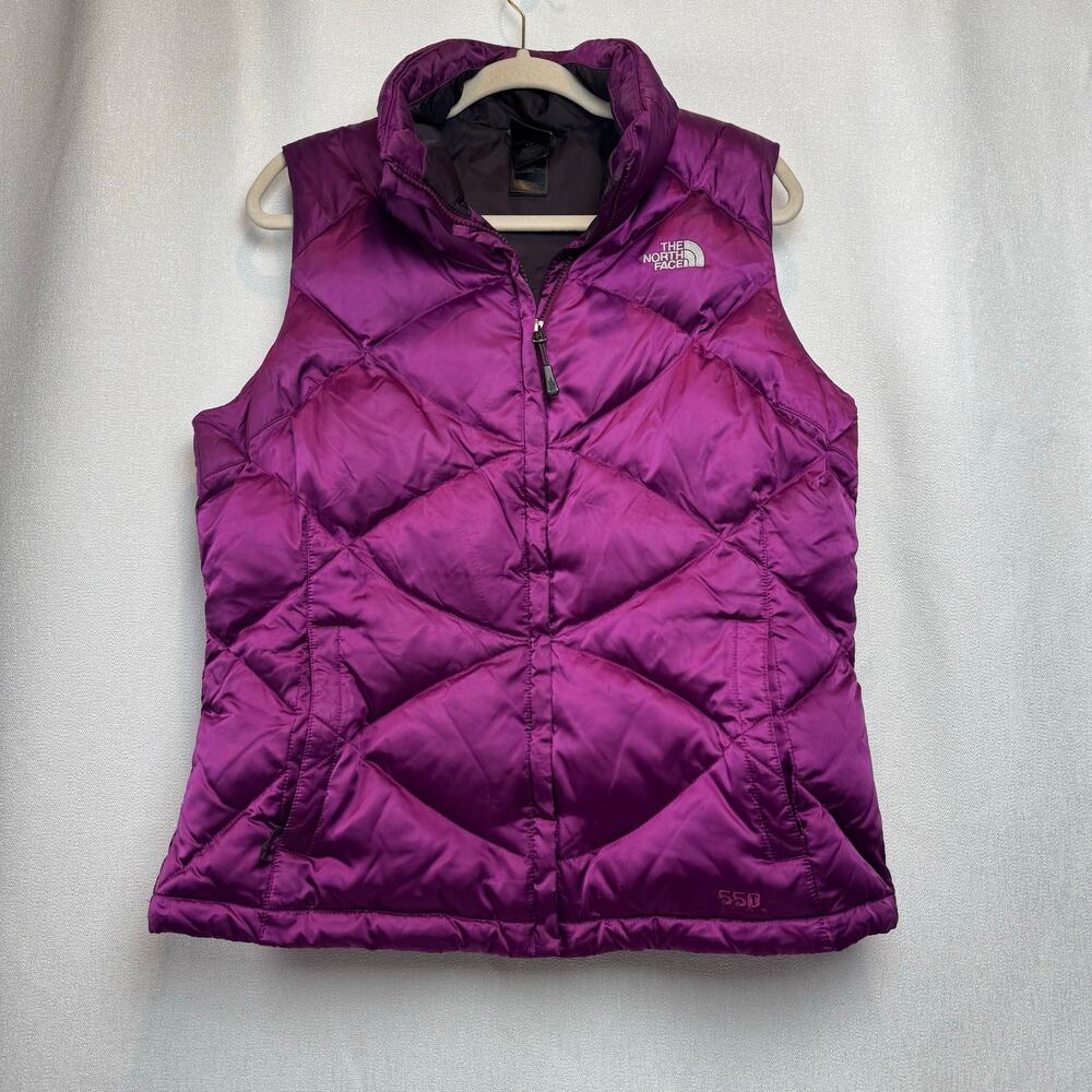 The North Face 550 Goose Down Stylish Satin Purple Puffer Quilted Vest Size L
